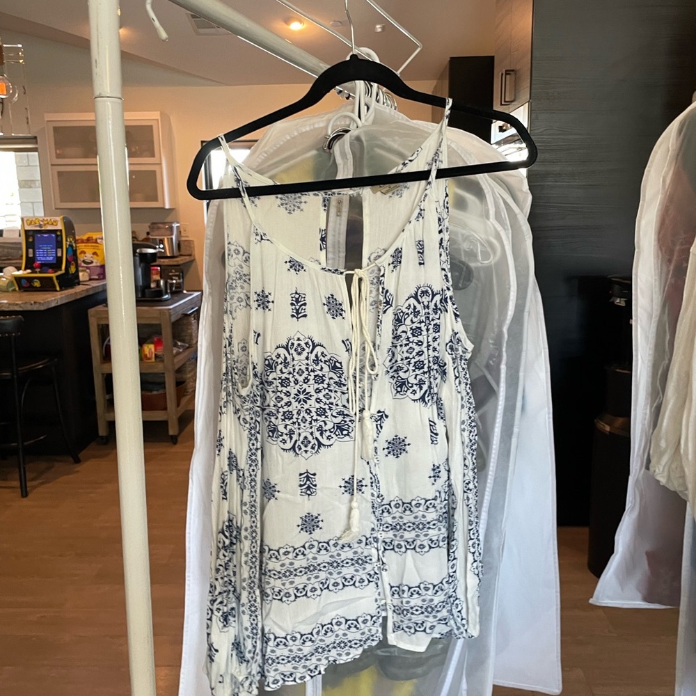 Anama Navy and Cream Patterned Camisole